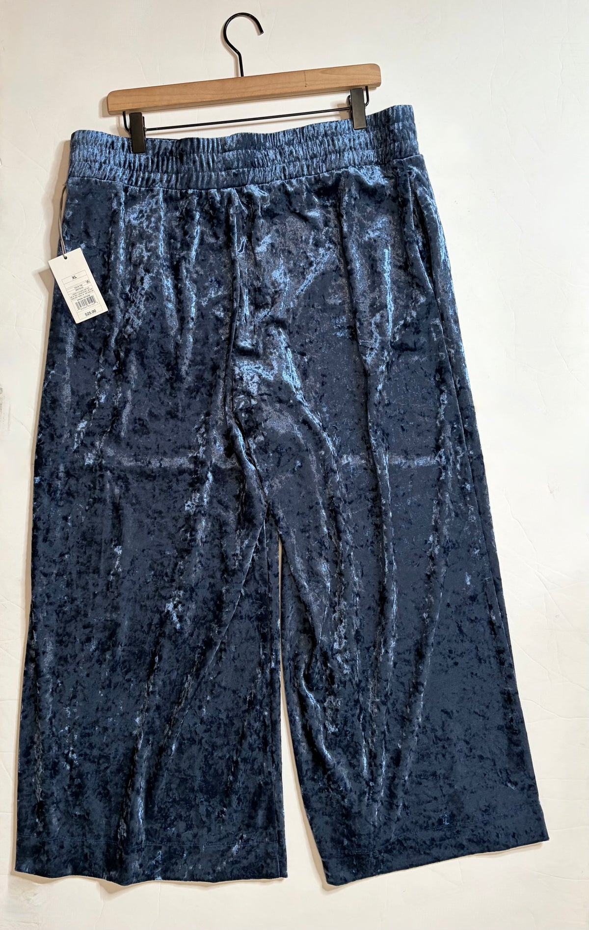 NWT!! Target A NEW DAY Blue Crushed Velvet Wide Leg Pants Pockets X-Large