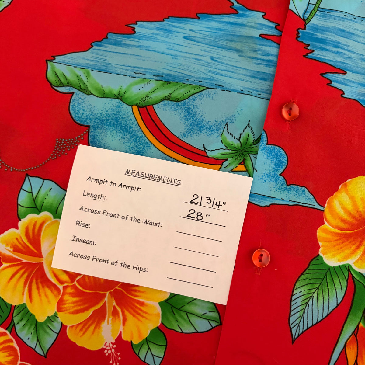 Vintage 1980s HILO HATTIE Hawaiian Aloha Shirt Red Rainbow Floral Large