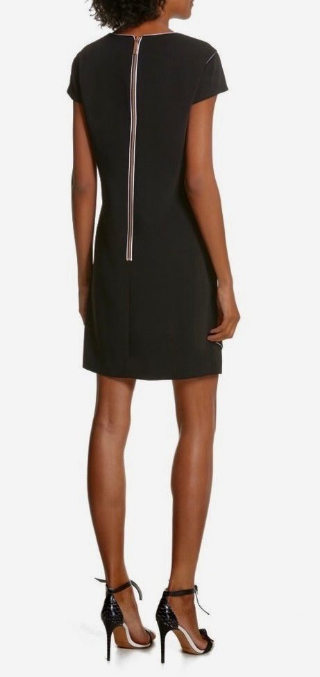 TED BAKER London Black White Trim Shift Dress Exposed Zip Size 2 / US Size 6