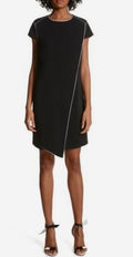 TED BAKER London Black White Trim Shift Dress Exposed Zip Size 2 / US Size 6