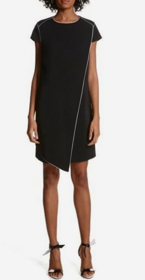 TED BAKER London Black White Trim Shift Dress Exposed Zip Size 2 / US Size 6