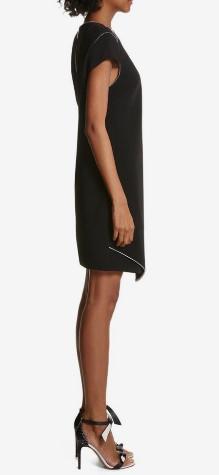 TED BAKER London Black White Trim Shift Dress Exposed Zip Size 2 / US Size 6