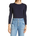 VERONICA BEARD Jeans Porter Pouf Sleeve Pima Cotton Tee Navy Puff Top Small