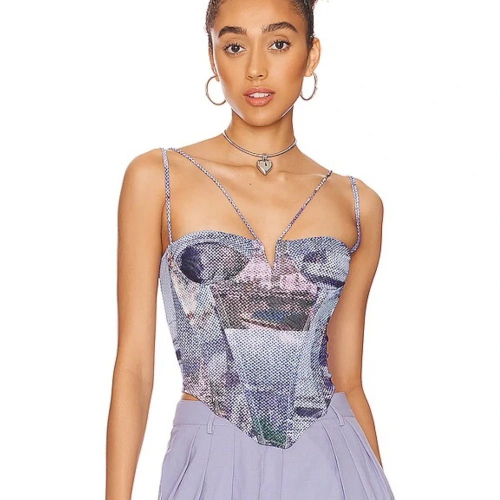MIAOU Aphex Corset Top Atlas Pants Memoirs Print 2 Piece Set X-Small