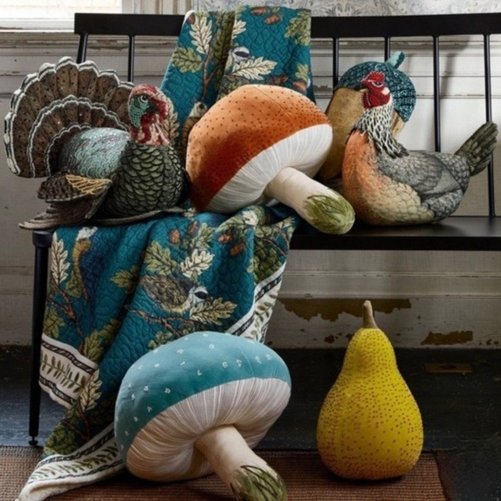 NWT!! JOHN DERIAN for Target Mushroom Shaped Pillow Beaded Accent Pillow Velvet