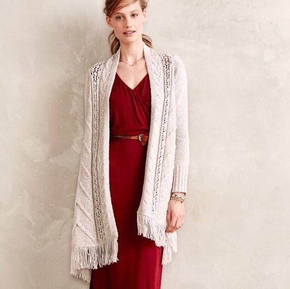 Anthropologie ANGEL OF THE NORTH Anais Cardigan Sweater Wool Blend Gray X-Small