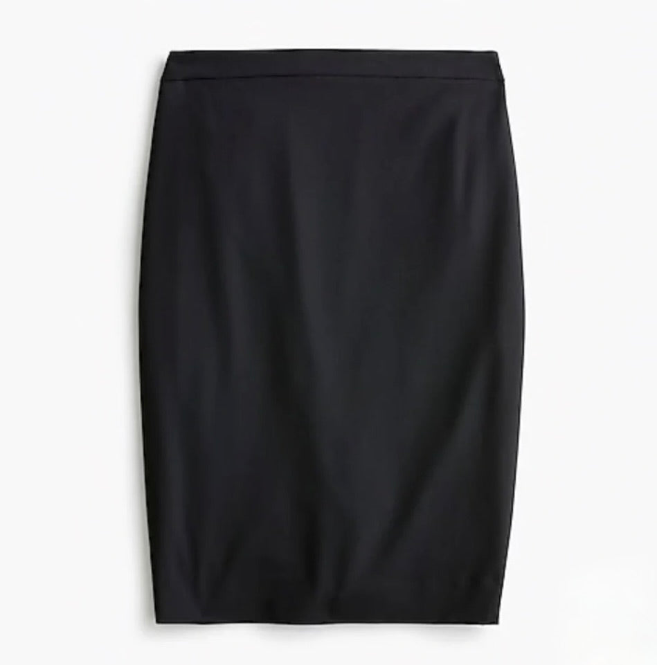 J. CREW 365 Crepe Cropped Top Pencil Skirt 2 Piece Skirt Set Black Solid Size 0