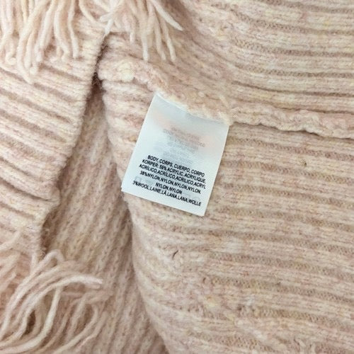 By ANTHROPOLOGIE Josey Fringe Sweater Marled Pink‎ Pink Crew Neck Wool Small