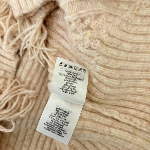 By ANTHROPOLOGIE Josey Fringe Sweater Marled Pink‎ Pink Crew Neck Wool Small