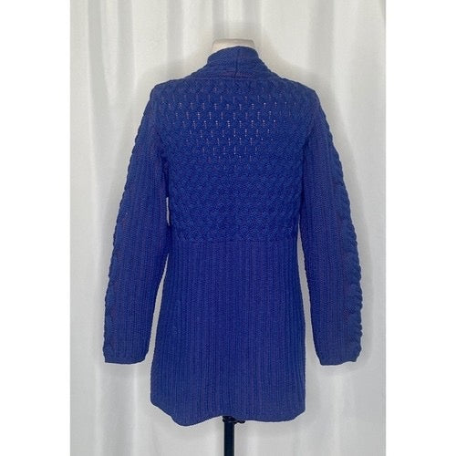 ARANCRAFTS Aran Crafts Merino Wool Purple Blue Cardigan Sweater‎ Ireland Small