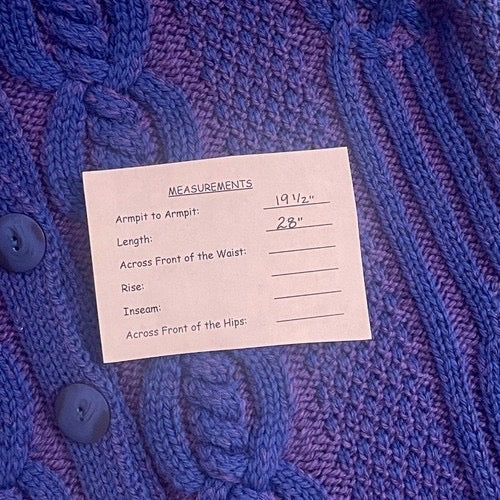 ARANCRAFTS Aran Crafts Merino Wool Purple Blue Cardigan Sweater‎ Ireland Small