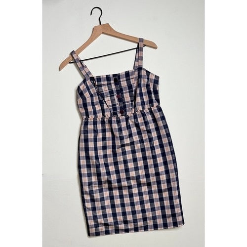 Anthropologie MAEVE Outshine Plaid‎ Taffeta Dress Bow Coquette Preppy X-Small