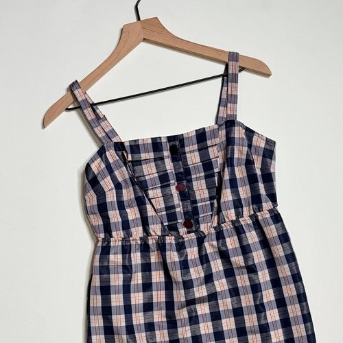Anthropologie MAEVE Outshine Plaid‎ Taffeta Dress Bow Coquette Preppy X-Small