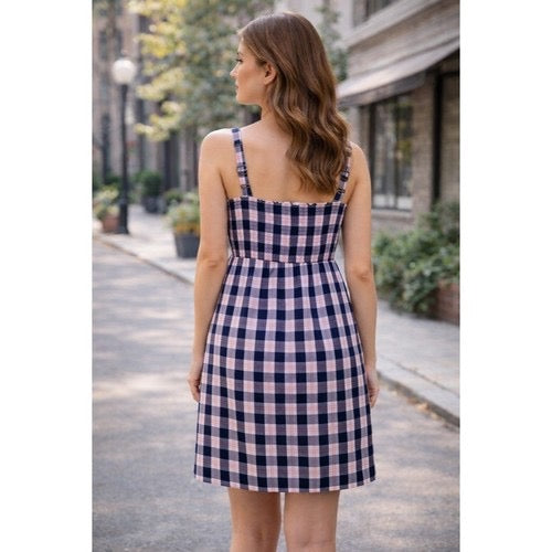 Anthropologie MAEVE Outshine Plaid‎ Taffeta Dress Bow Coquette Preppy X-Small