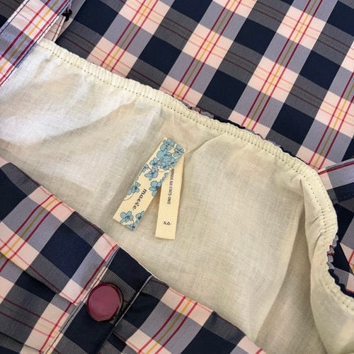 Anthropologie MAEVE Outshine Plaid‎ Taffeta Dress Bow Coquette Preppy X-Small
