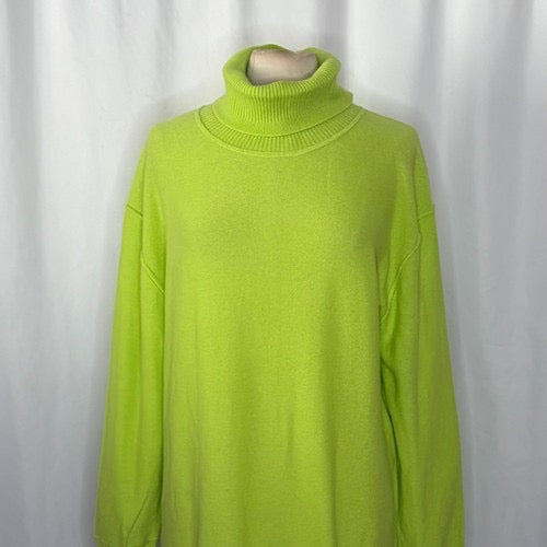 NWT!! FREE PEOPLE Treasure Turtleneck Cashmere Sweater Lime‎ Punch Knit Large