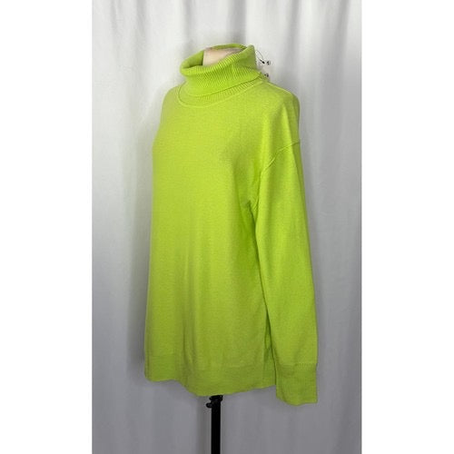 NWT!! FREE PEOPLE Treasure Turtleneck Cashmere Sweater Lime‎ Punch Knit Large