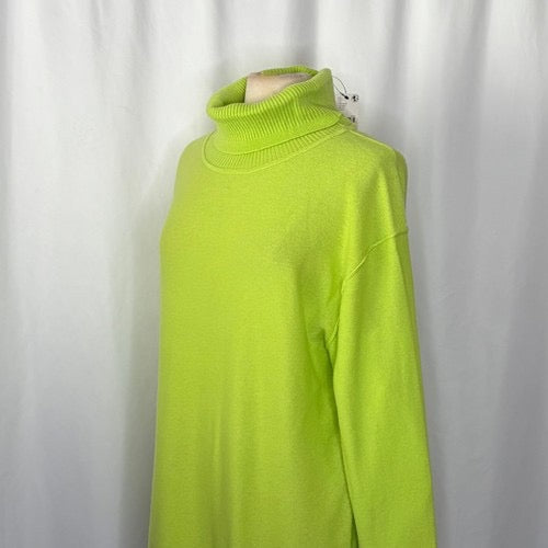 NWT!! FREE PEOPLE Treasure Turtleneck Cashmere Sweater Lime‎ Punch Knit Large