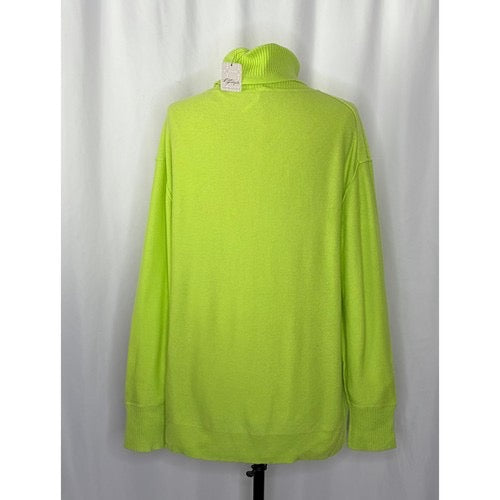 NWT!! FREE PEOPLE Treasure Turtleneck Cashmere Sweater Lime‎ Punch Knit Large