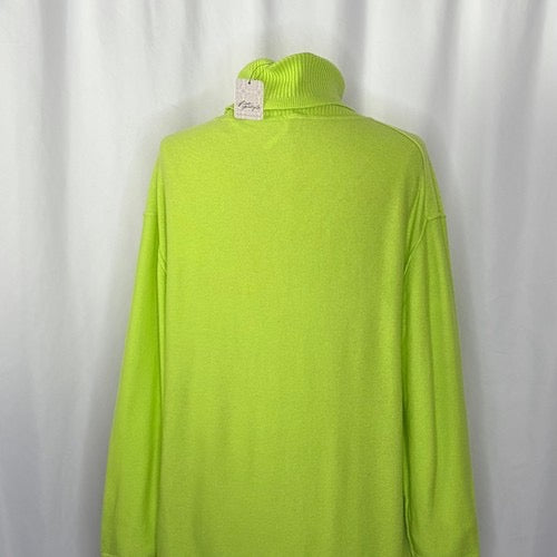 NWT!! FREE PEOPLE Treasure Turtleneck Cashmere Sweater Lime‎ Punch Knit Large