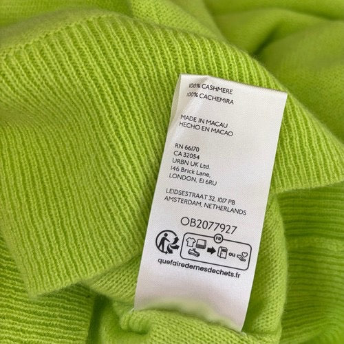 NWT!! FREE PEOPLE Treasure Turtleneck Cashmere Sweater Lime‎ Punch Knit Large