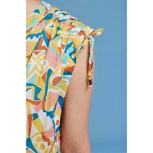 ANTHROPOLOGIE Danielle Kroll Brooklynite Button Down Blouse Top Abstract Medium