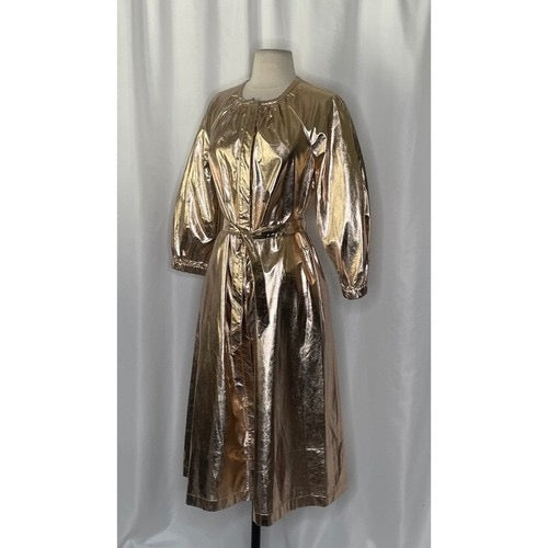 NWT!!‎ Anthropologie MARE MARE Shine Faux Leather Shirt Dress Pearl Metallic XS