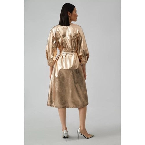 NWT!!‎ Anthropologie MARE MARE Shine Faux Leather Shirt Dress Pearl Metallic XS