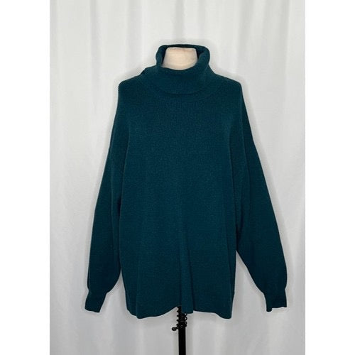 FREE PEOPLE Softly Structured Solid Teal Sweater Turtleneck Tunic Knit‎ Medium