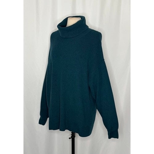 FREE PEOPLE Softly Structured Solid Teal Sweater Turtleneck Tunic Knit‎ Medium
