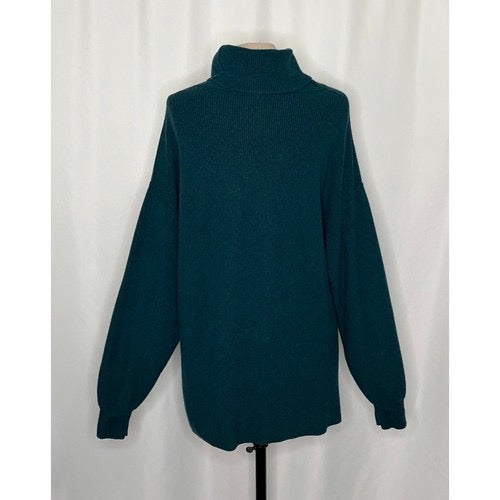 FREE PEOPLE Softly Structured Solid Teal Sweater Turtleneck Tunic Knit‎ Medium