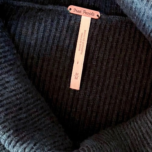 FREE PEOPLE Softly Structured Solid Teal Sweater Turtleneck Tunic Knit‎ Medium