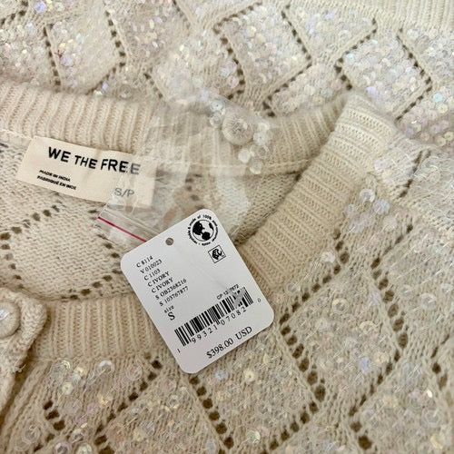 NWT!! Free People WE THE FREE Mermaid Cardi Cardigan Sweater Sequins Small