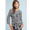 NWT!! Anthropologie SEEN WORN KEPT Black &‎ White Gingham Top Embroidered Size 4