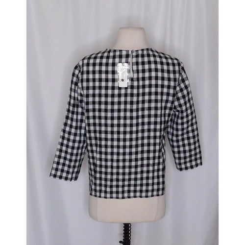 NWT!! Anthropologie SEEN WORN KEPT Black &‎ White Gingham Top Embroidered Size 4