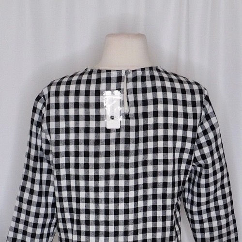 NWT!! Anthropologie SEEN WORN KEPT Black &‎ White Gingham Top Embroidered Size 4