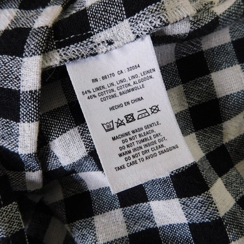 NWT!! Anthropologie SEEN WORN KEPT Black &‎ White Gingham Top Embroidered Size 4