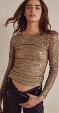 Free People Intimately Gold Rush Sequin Top Small