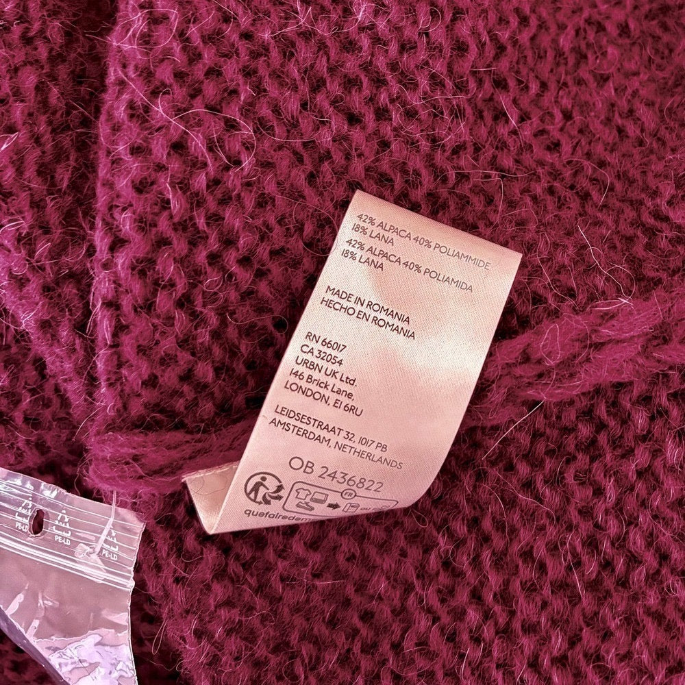 NWT!! FREE PEOPLE‎ Marina SoftSpun Cardi Cardigan Sweater Purple Wine Alpaca Small