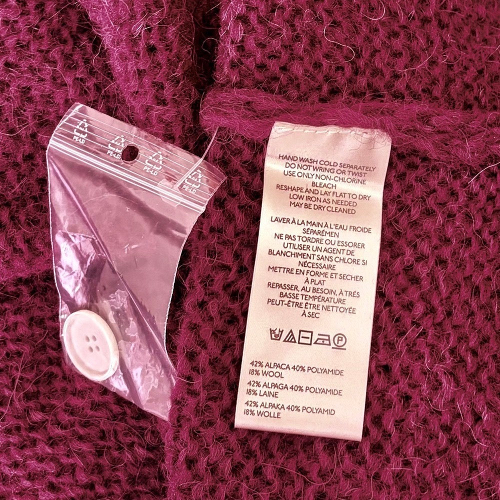 NWT!! FREE PEOPLE‎ Marina SoftSpun Cardi Cardigan Sweater Purple Wine Alpaca Small
