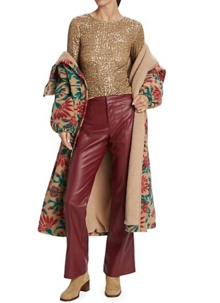 Free People Intimately Gold Rush Sequin Top Small