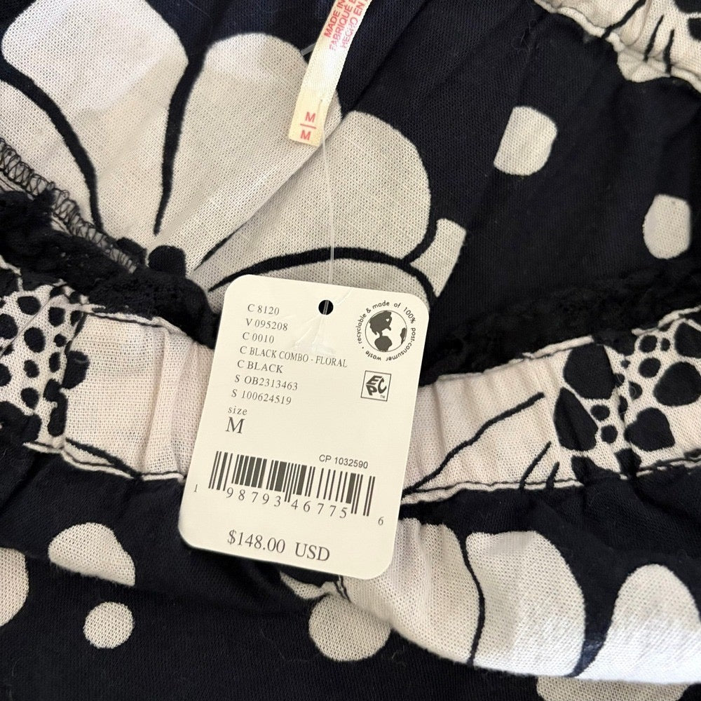 NWT!! FREE PEOPLE Poppy Printed Maxi Skirt Polka Dot‎ Floral Black White Medium