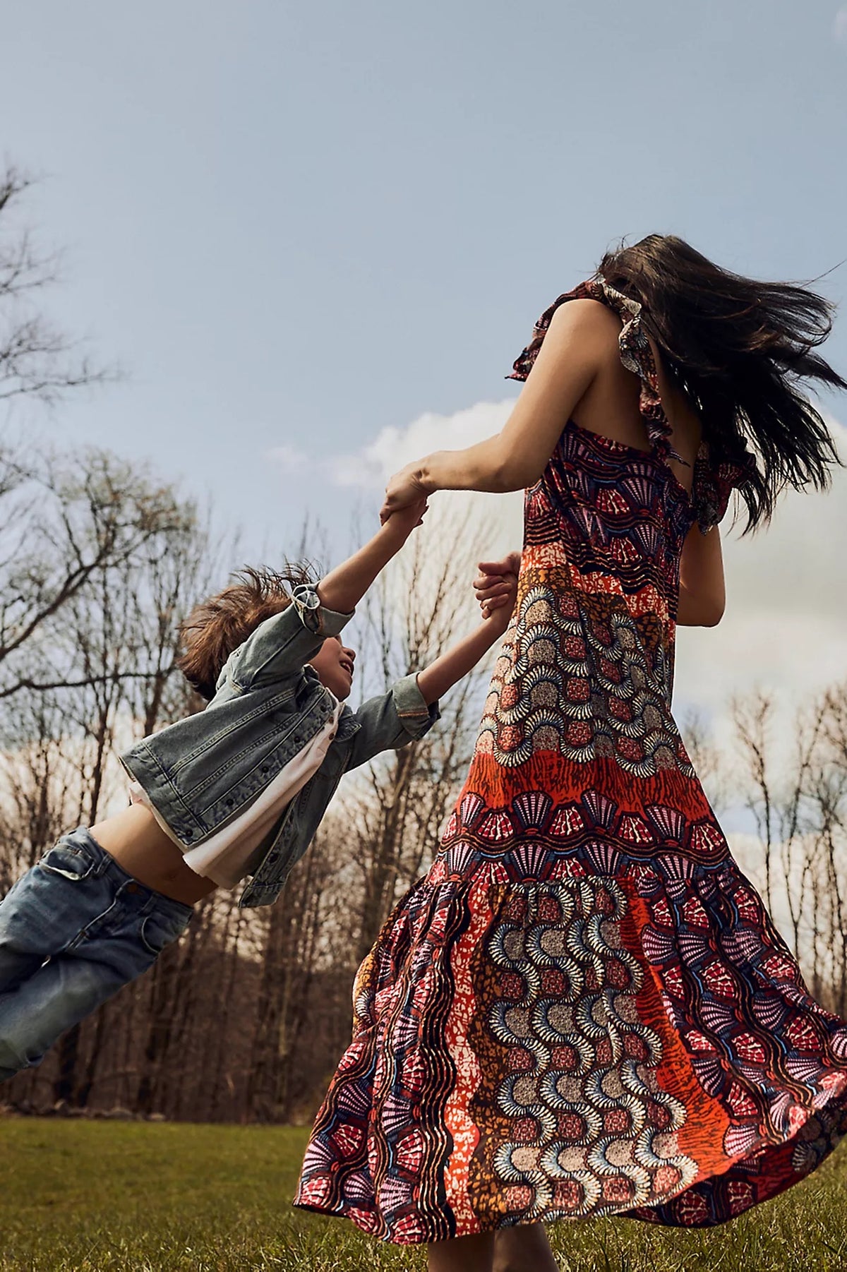 Anthropologie COREY LYNN CALTER Doriane Midi Dress Print Ruffled Abstract XS