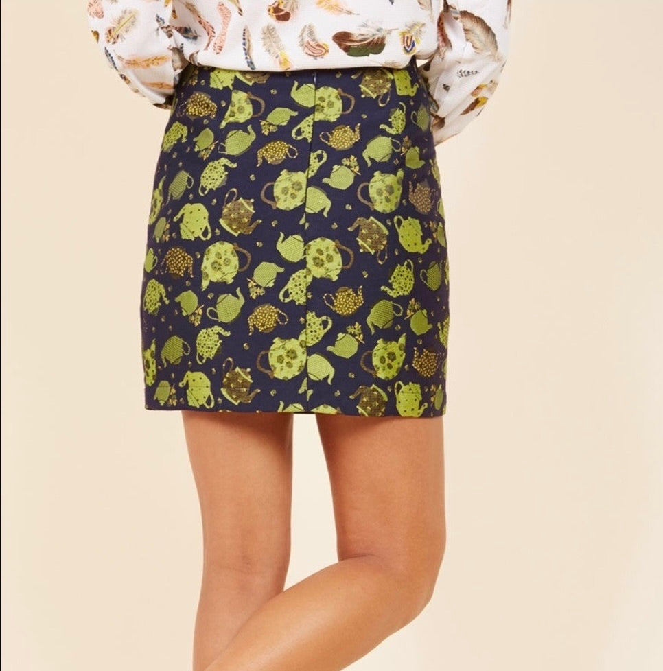 MODCLOTH Catch Your Fancy Teacup Alice in Wonderland Blazer Skirt Set 1X 2X