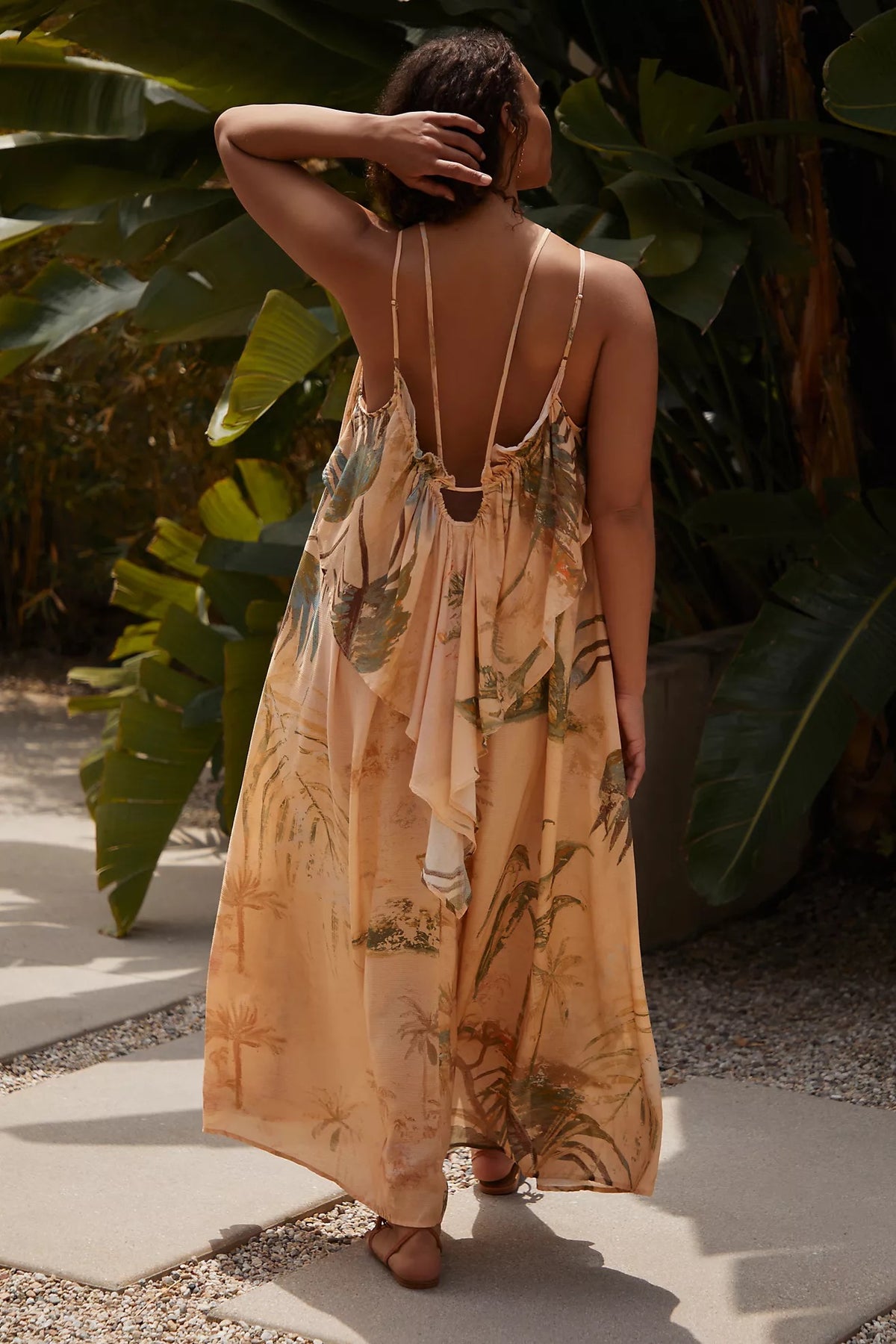 NWT Anthropologie TAHNEE KELLAND Strappy Midi Dress Tropical Print Medium