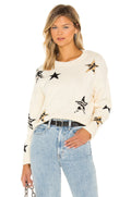 RAILS Perci Animal Star Sweater Ivory Black Camel Cotton Blend Knit X-Small