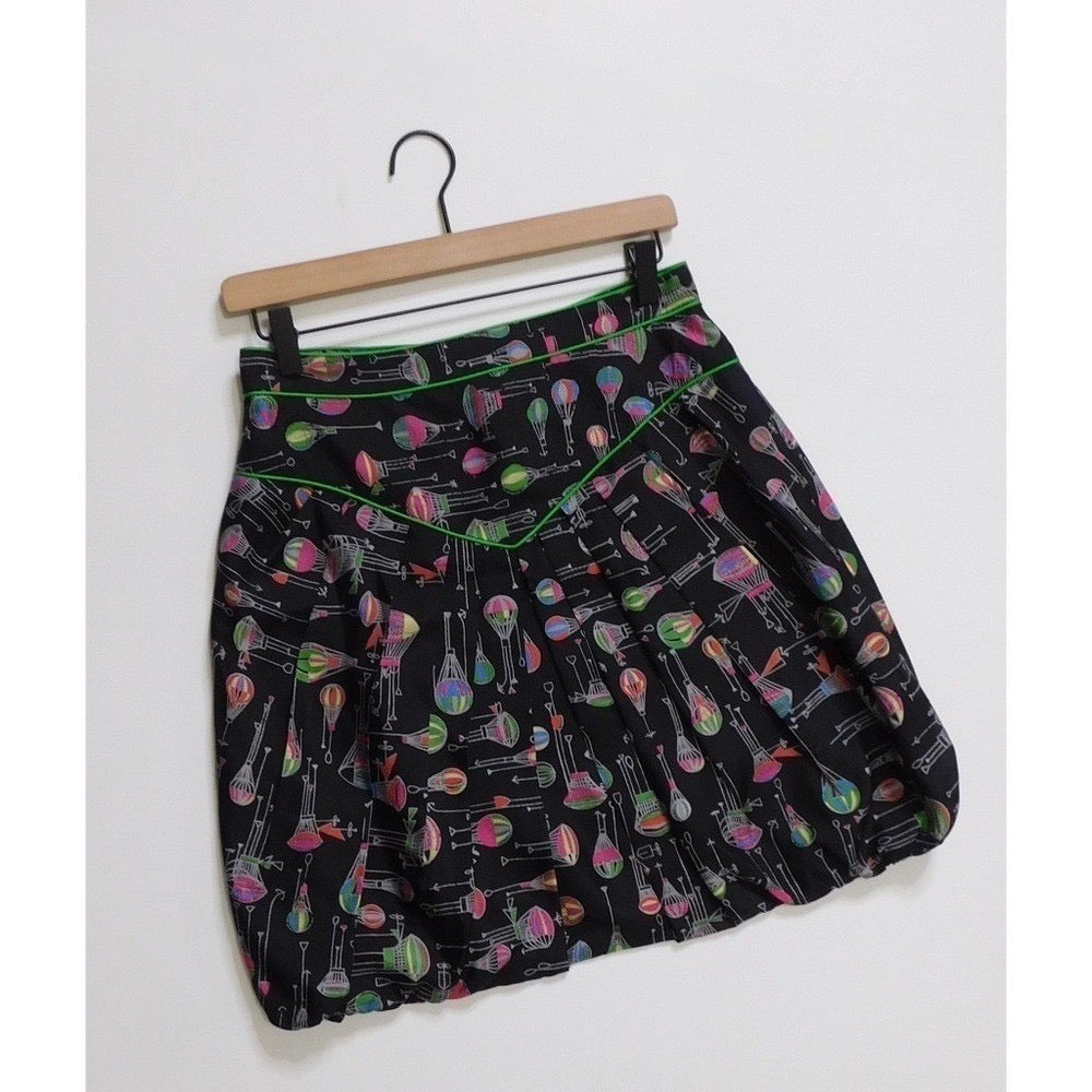 Anthropologie ANNA SUI Montgolfier Silk Skirt Hot Air Balloon Print Size 6