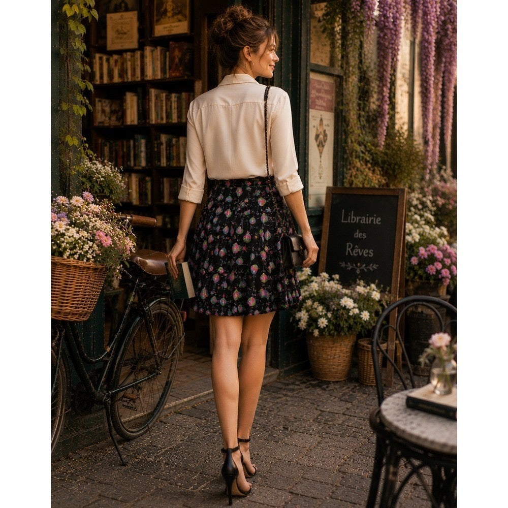 Anthropologie ANNA SUI Montgolfier Silk Skirt Hot Air Balloon Print Size 6