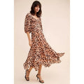 Anthropologie HUTCH Twist Puff Midi Dress Animal Leopard Print‎ Smocked Medium