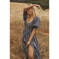 NWT!! By ANTHROPOLOGIE Long Sleeve Sweetheart Midi Dress Blue White Striped XS